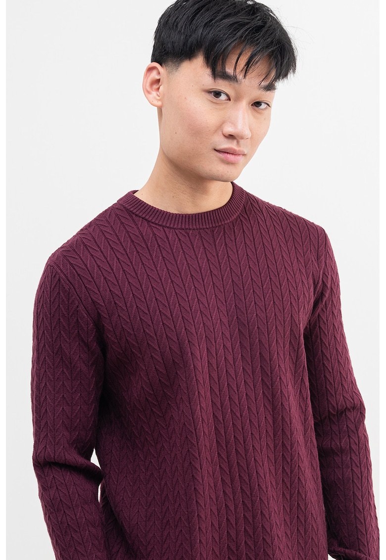 Плетен пуловер - Тъмновиолетов GUESS