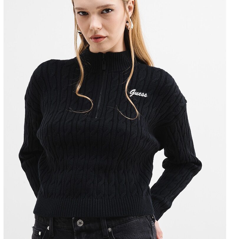 Плетен пуловер - Черен GUESS