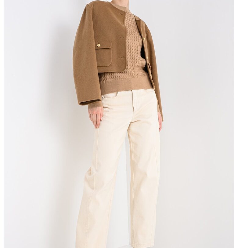 Плетен пуловер от органичен памук - Карамел Tommy Hilfiger