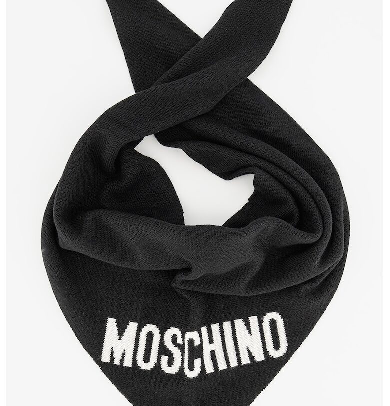 Плетен шал с вълна - Черен Moschino