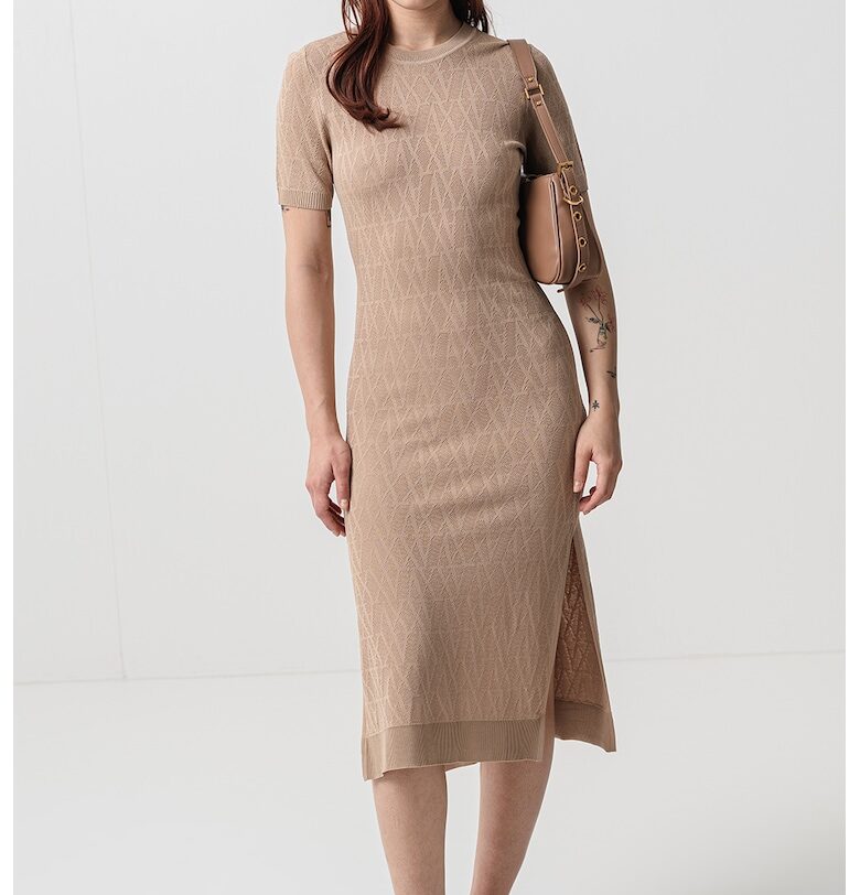 Плетена рокля с лого - Бежов ARMANI EXCHANGE