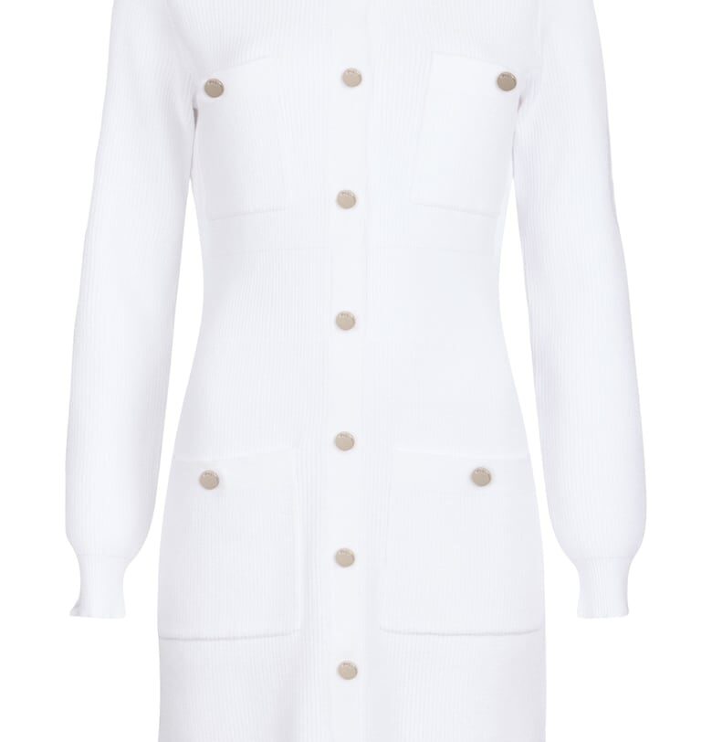 Плетена рокля с подплънки на раменете - Бял Liu Jo