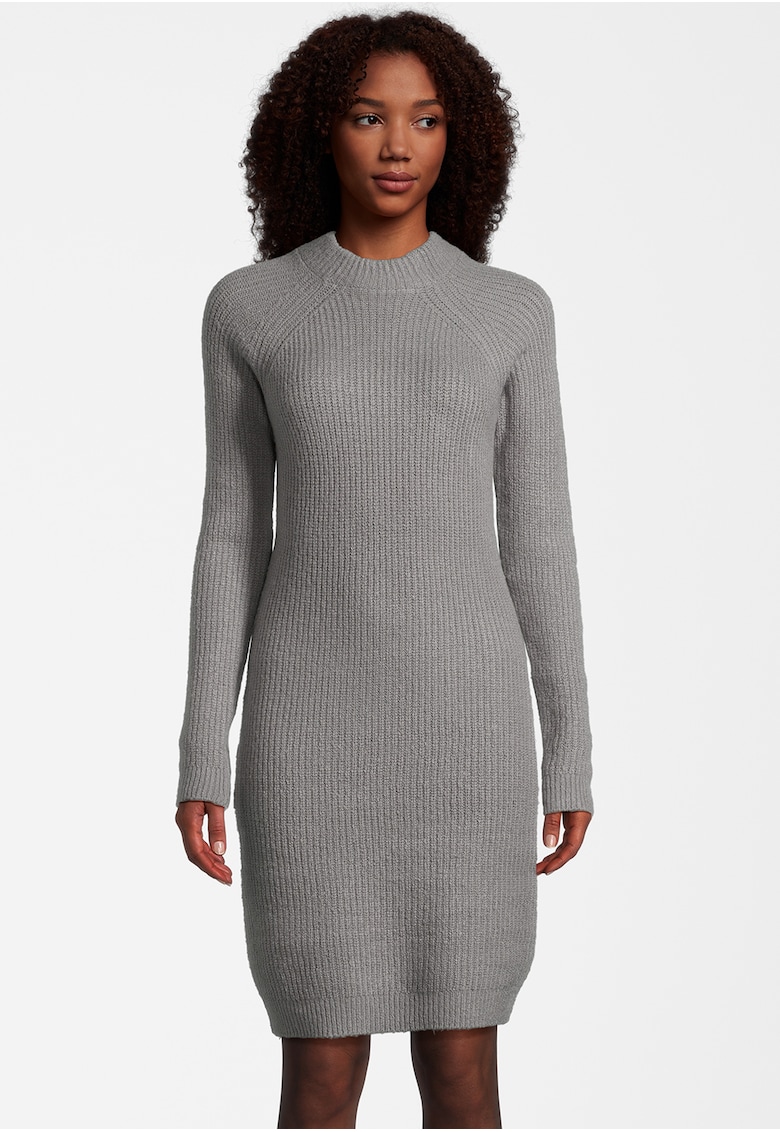 Плетена рокля с ръкави реглан - Сив меланж New View