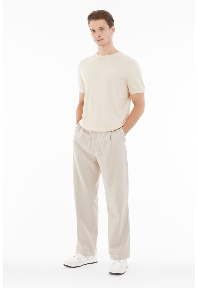 Плетена тениска с лого - Бежов GUESS