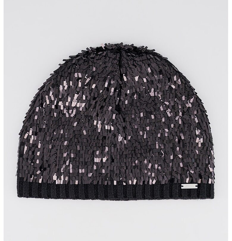 Плетена шапка с вълна и пайети - Черен ARMANI EXCHANGE