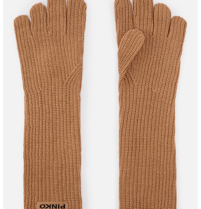 Плетени ръкавици с вълна - Кафяв Pinko