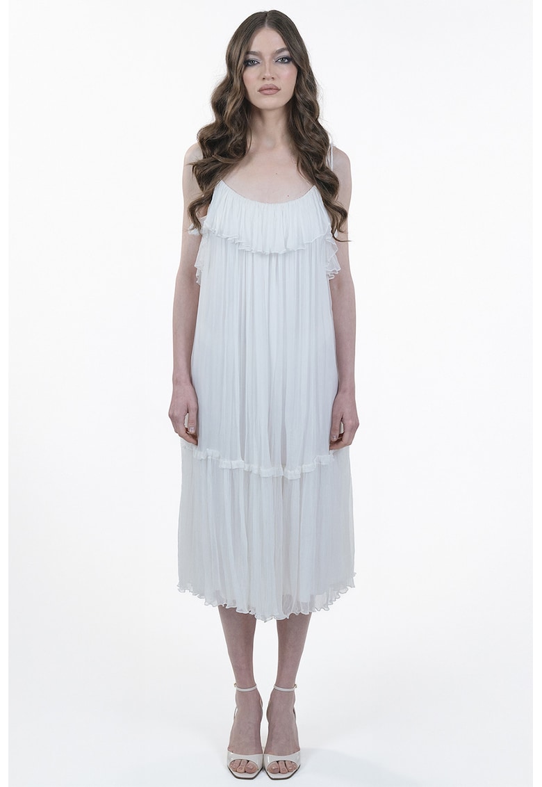 Плисина рокля от коприна - Бял Maellie