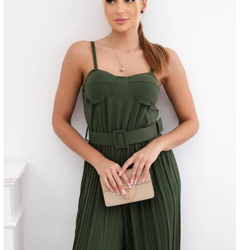 Плисиран гащеризон с тънки презрамки - Един размер Kesi