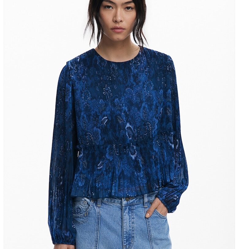 Плисирана блуза - Тъмносин DESIGUAL