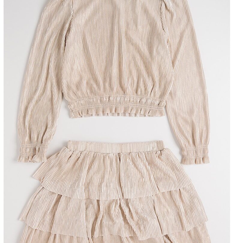 Плисирана рокля и разкроена пола - 2 части - Светлокафяв Abel  Lula