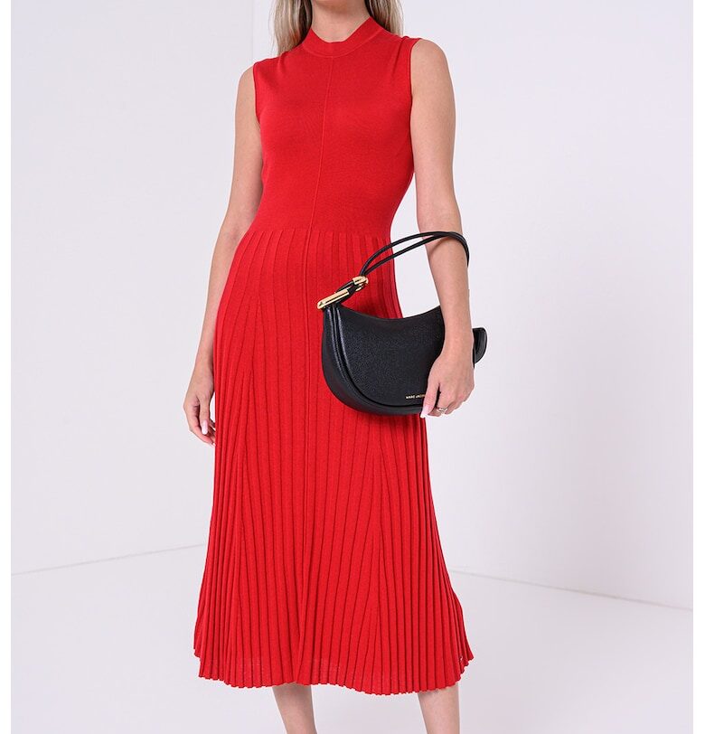 Плисирана рокля от лиосел и коприна - Червен Tommy Hilfiger