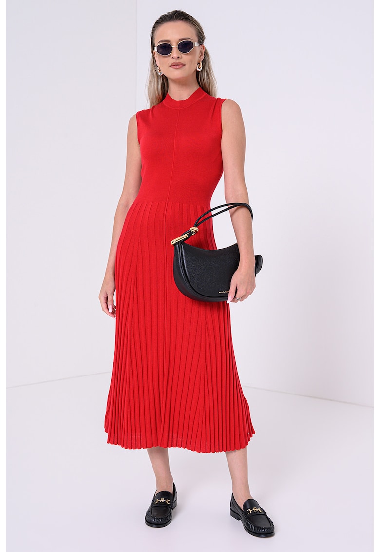 Плисирана рокля от лиосел и коприна - Червен Tommy Hilfiger