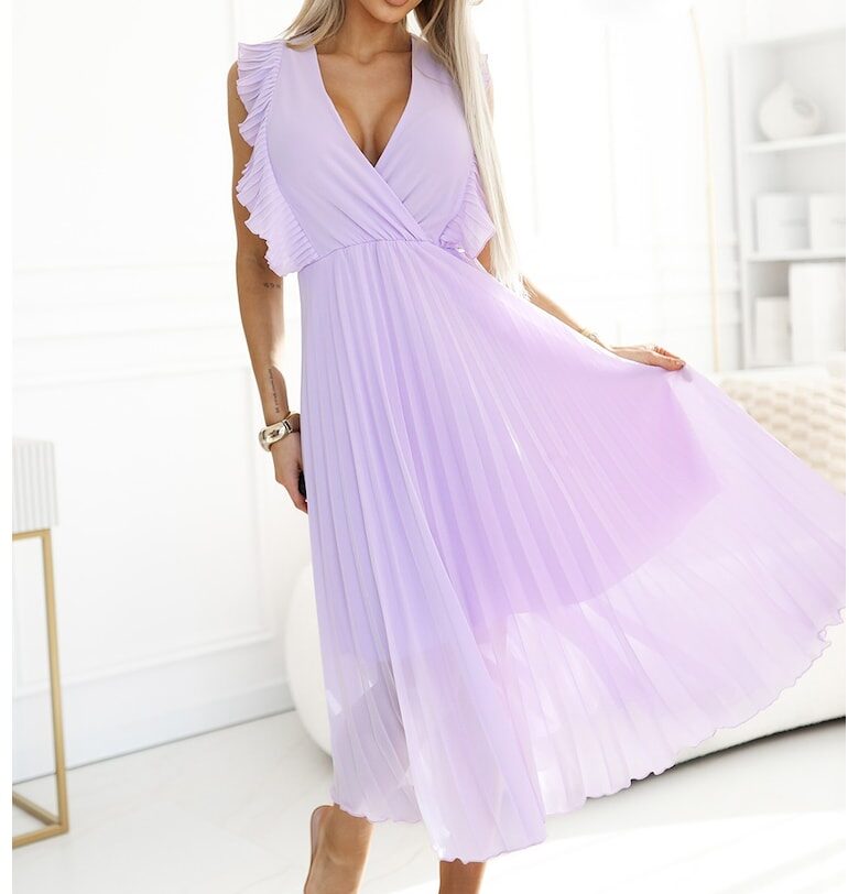 Плисирана рокля с волани -  Лавандула Numoco