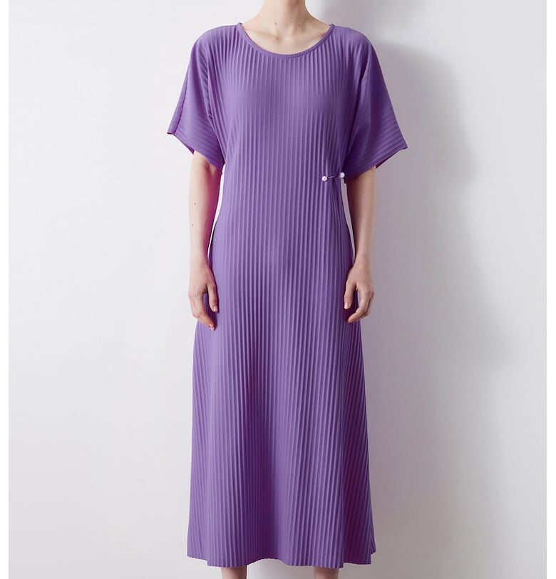 Плисирана рокля с овално деколте - Виолетов Ipekyol