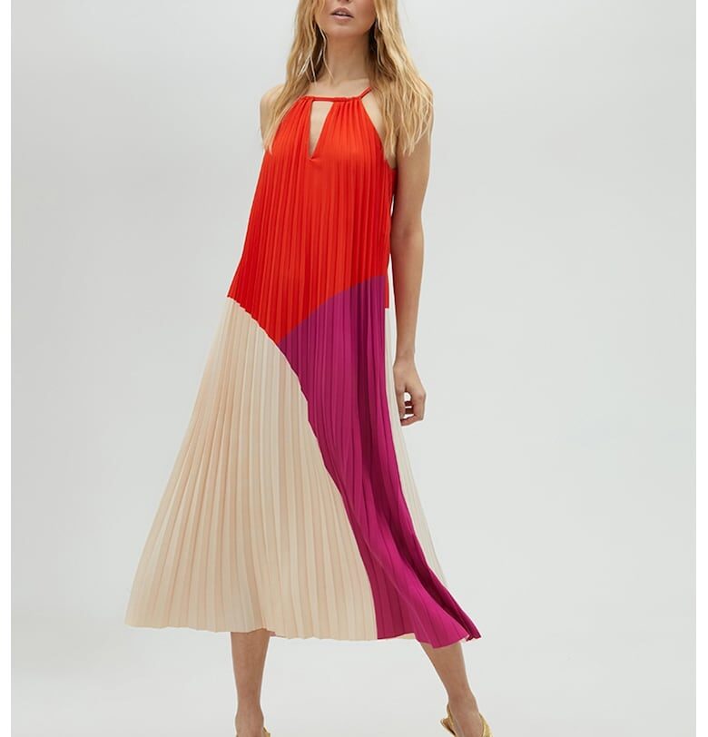 Плисирана рокля с отвор - Аленочервен/Аметист Lola casademunt