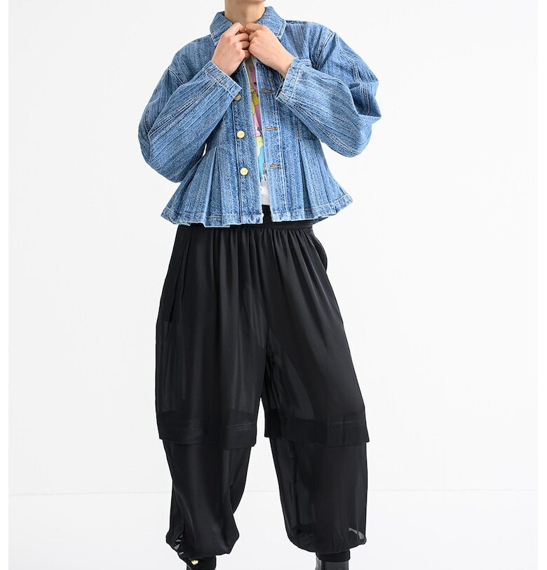 Плисирано яке от деним - Син меланж GANNI