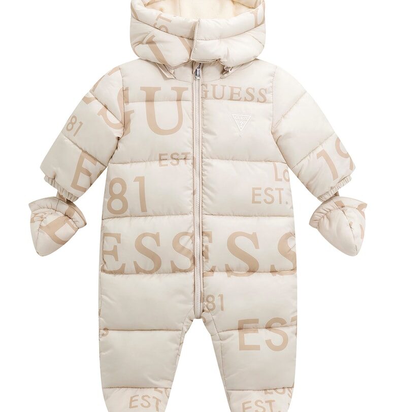 Подплатен гащеризон тип ританки с качулка - Бежов/Крем GUESS KIDS