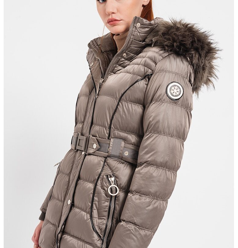 Подплатено зимно яке Aimeraude с качулка - Сиво-кафяв Geo Norway