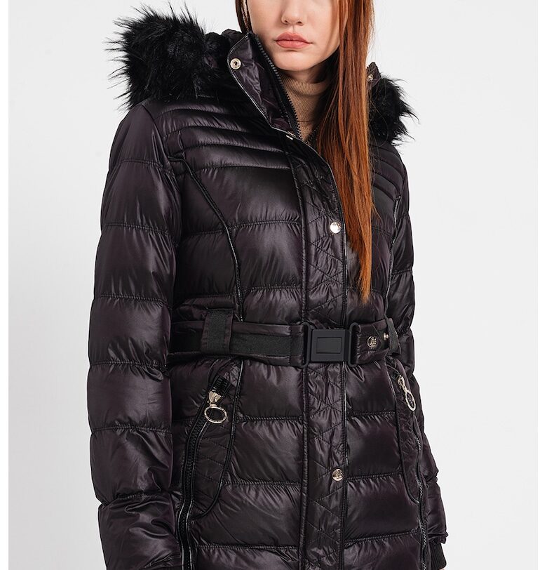 Подплатено зимно яке Aimeraude с качулка - Черен Geo Norway