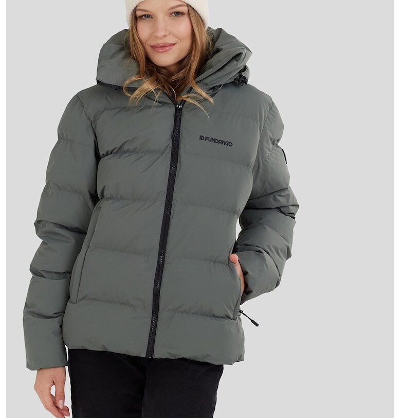 Подплатено зимно яке Amber с отделяща се качулка - Каки Fundango