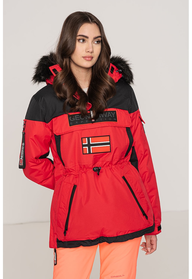 Подплатено зимно яке Bruna - Червен/Черен Geo Norway