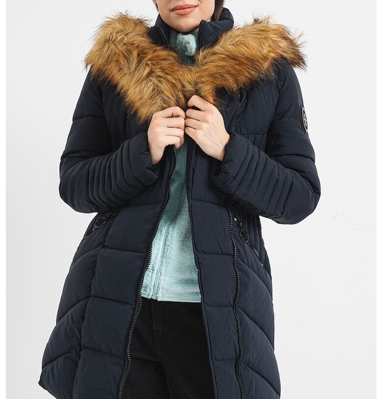 Подплатено зимно яке Chaya с еко пух и качулка - Тъмносин Geo Norway