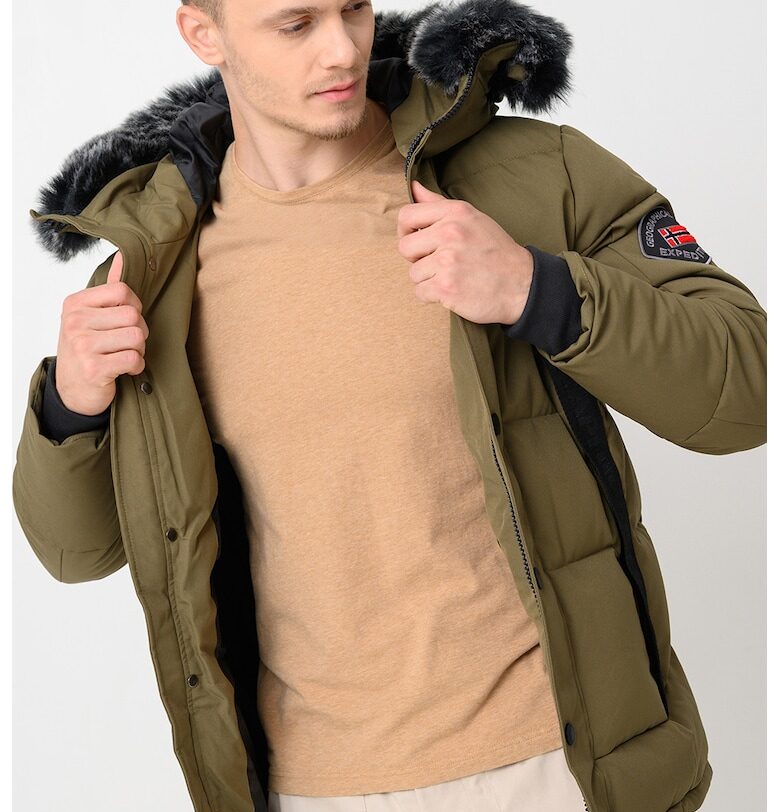 Подплатено зимно яке Delote - Тъмно каки Geographical Norway