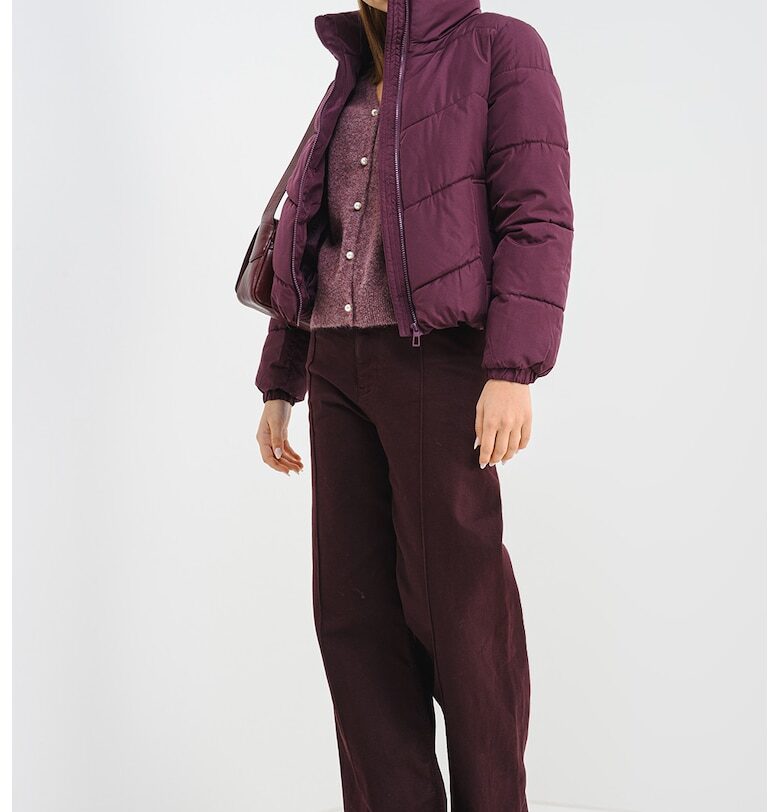 Подплатено зимно яке Ligario с цип - Тъмновиолетов Vero Moda