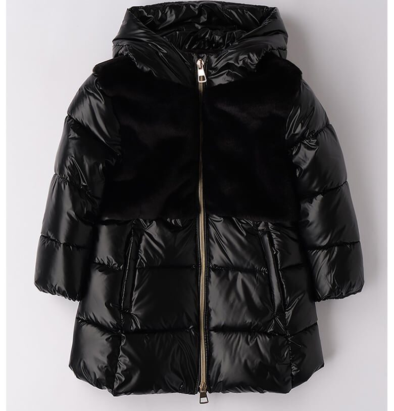 Подплатено зимно яке с две материи - Черен IDO