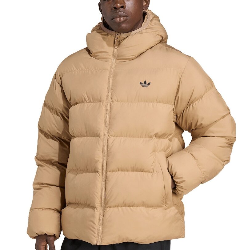 Подплатено зимно яке с еластична качулка - Тъмнобежово adidas Originals