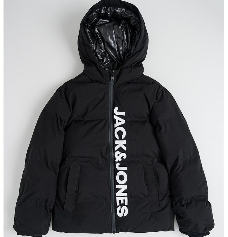 Подплатено зимно яке с качулка - Бял/Черен Jack  Jones