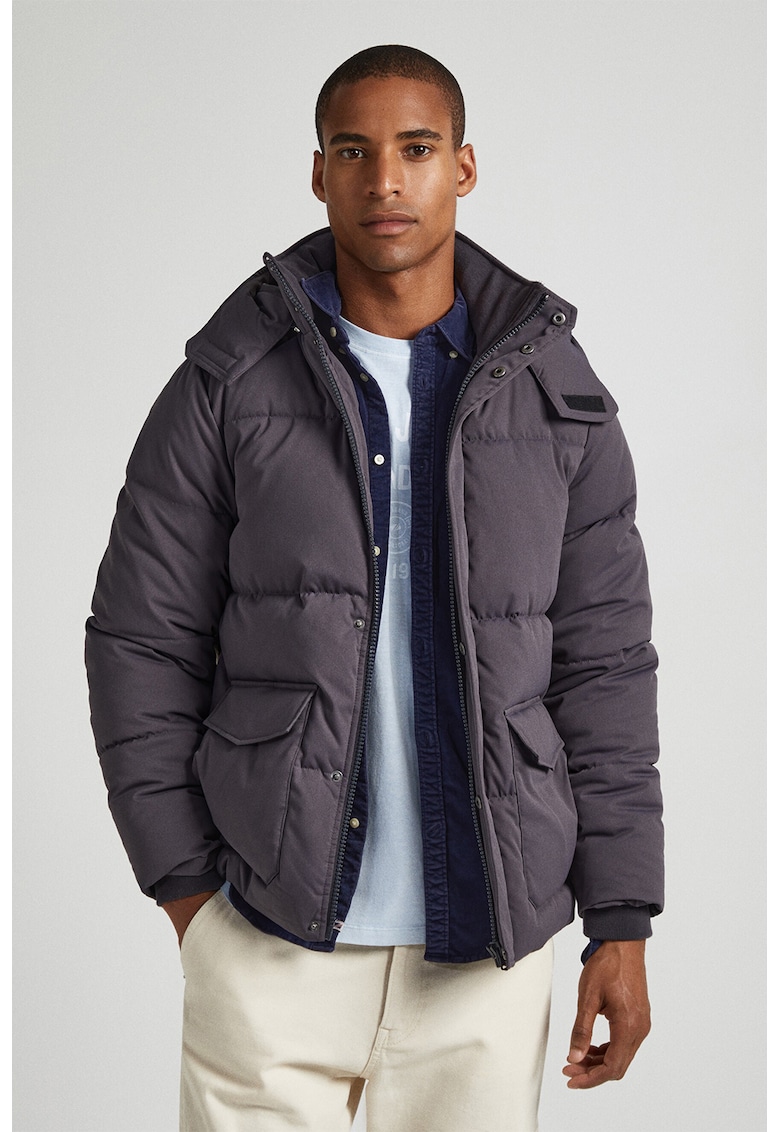 Подплатено зимно яке с качулка - Въглен сиво Pepe Jeans London