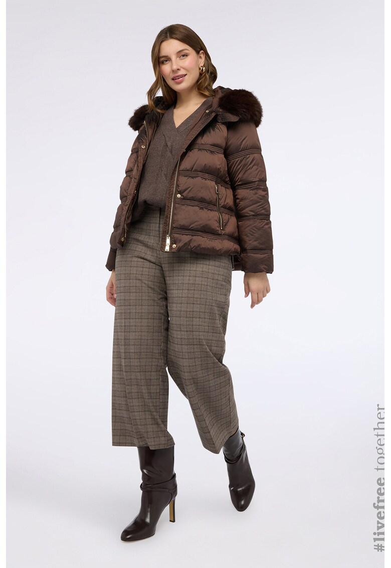 Подплатено зимно яке с качулка - Кафяв Fiorella Rubino