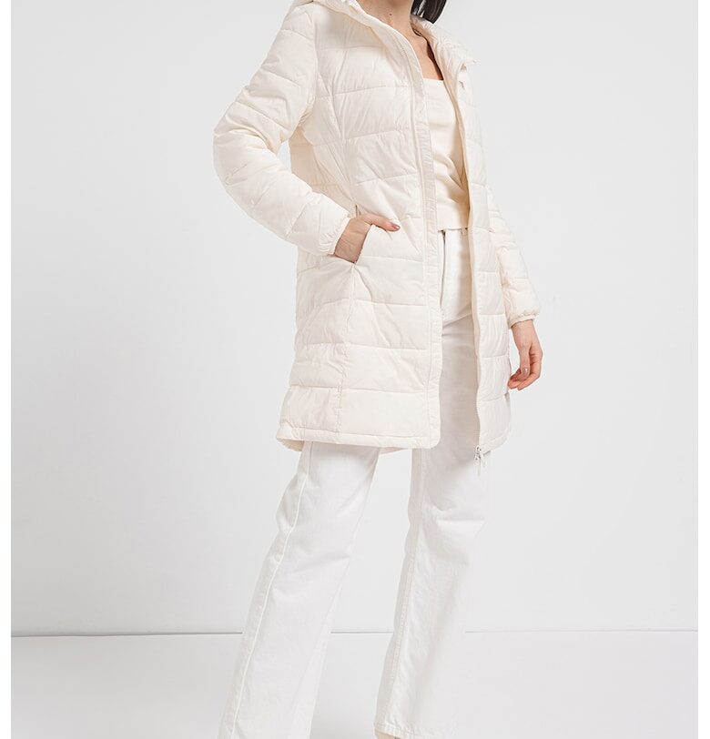 Подплатено зимно яке с качулка - Слонова кост GUESS