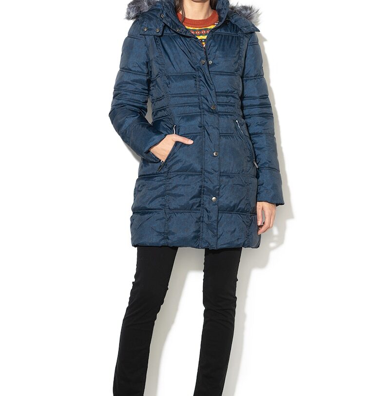 Подплатено зимно яке с отделяща се качулка - Тъмносин Cocomo