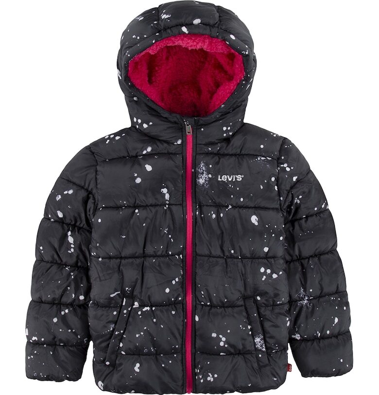 Подплатено зимно яке с плюшена подплата - Бял/Избеляло черно Levis