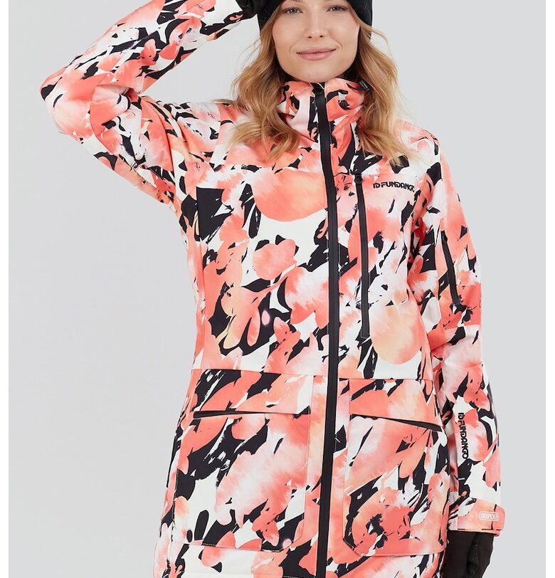 Подплатено ски яке с принт - Бял/Розова сьомга Fundango