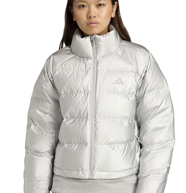 Подплатено яке с висока яка - Светло сив adidas Sportswear