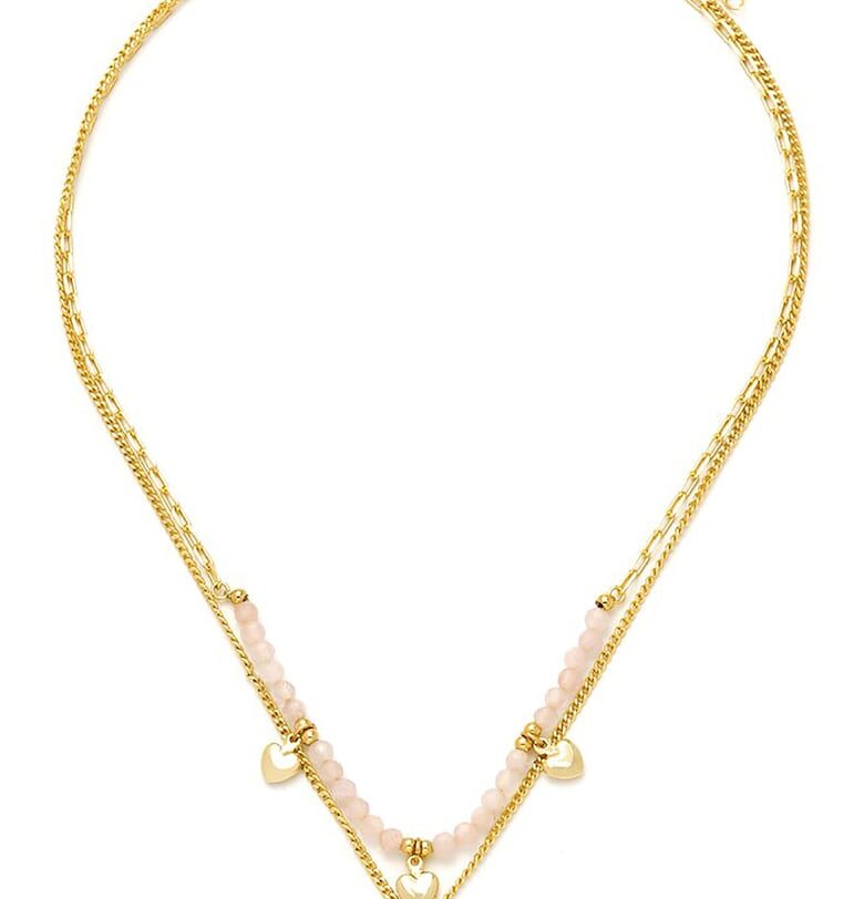 Позлатено колие с розови жадеити Figl