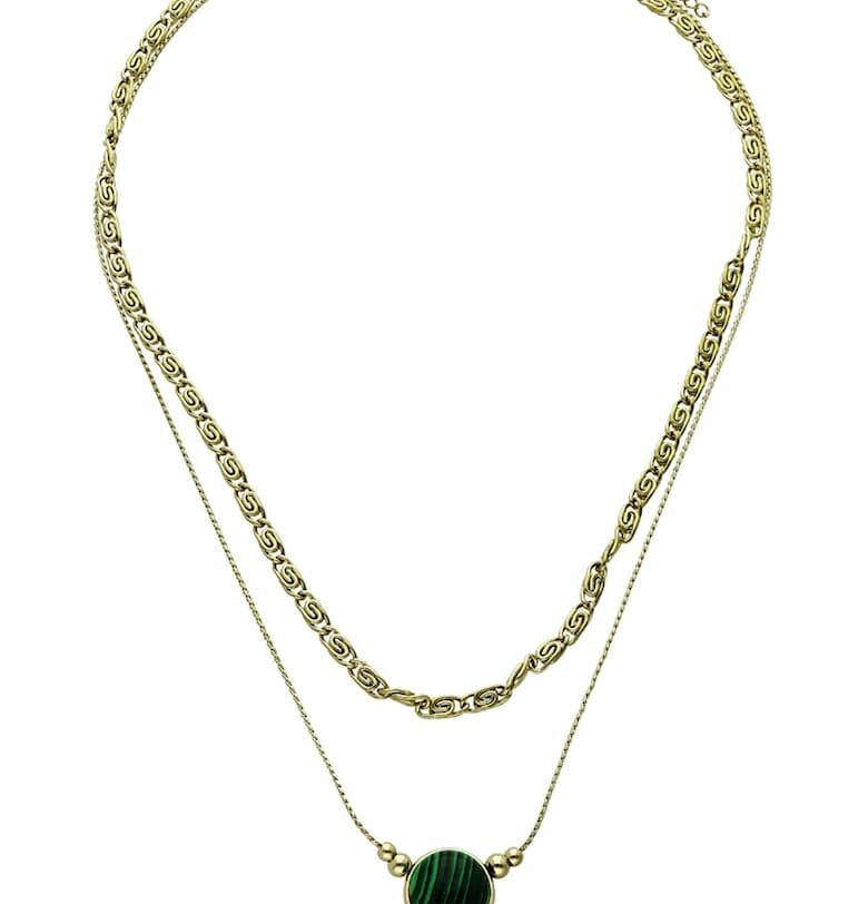 Позлатено колие със зелен камък FN99904 Figl