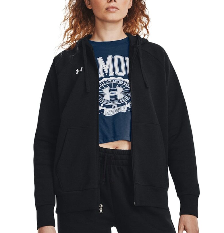 Поларено фитнес худи Rival с цип - Черен Under Armour