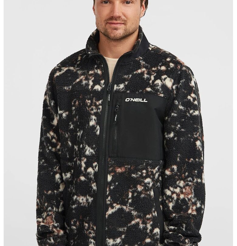 Поларено яке Must-Have High Pile с принт - Черен/Бежов ONeill