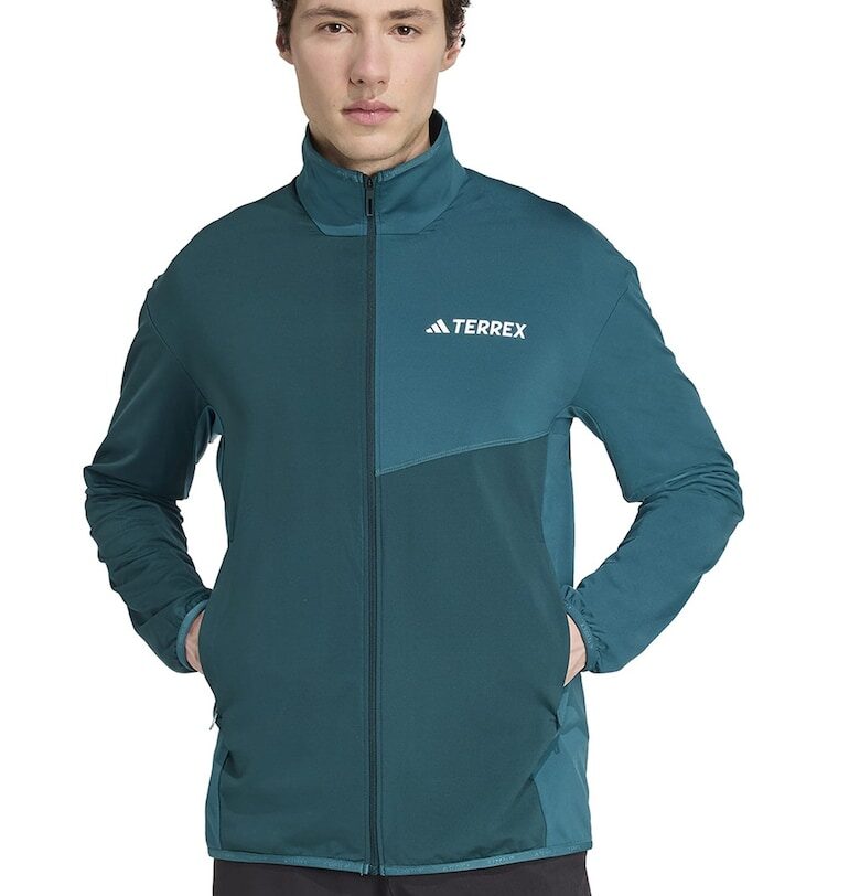 Поларено яке Terrex с паднали ръкави - Бял/Персийско зелено adidas Performance