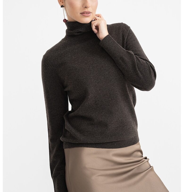 Поло от мериносова вълна - Тъмнокафяв Stefanel