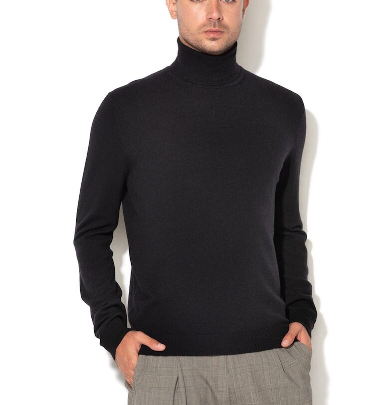 Поло от необработена вълна - Черен United Colors of Benetton