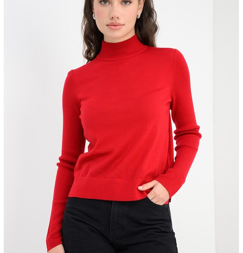 Поло от необработена вълна с лого - Червен HUGO