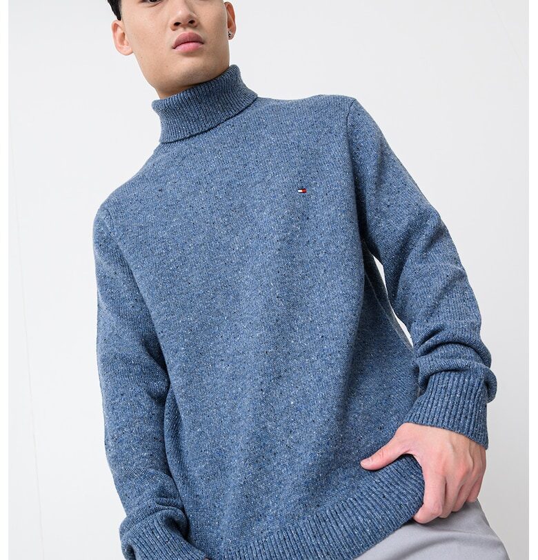 Поло с вълна - Тъмносин Tommy Hilfiger