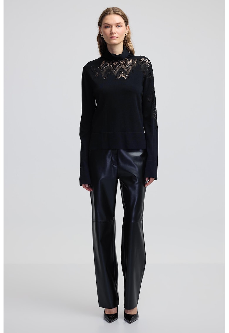 Поло с дантела - Черен Ipekyol