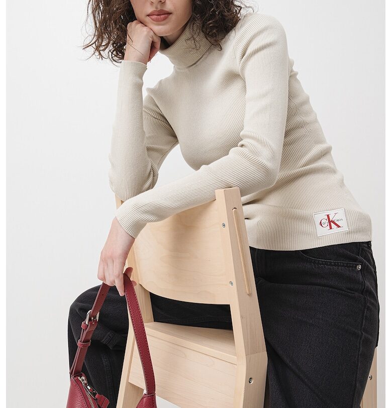 Поло с лого - Сиво-бежов CALVIN KLEIN JEANS