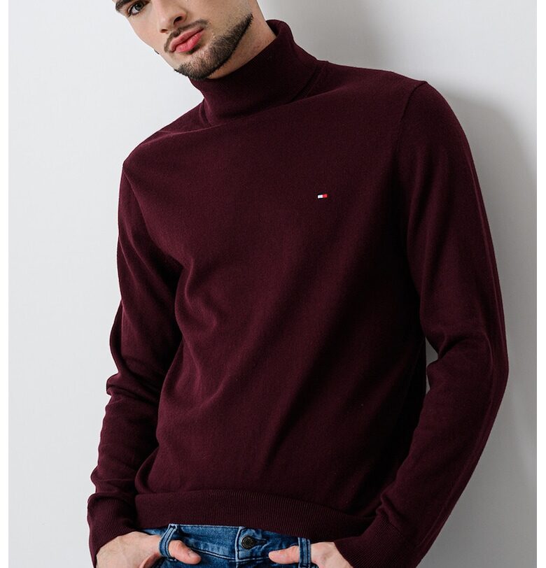 Поло с органичен памук и кашмир - Тъмновиолетов Tommy Hilfiger